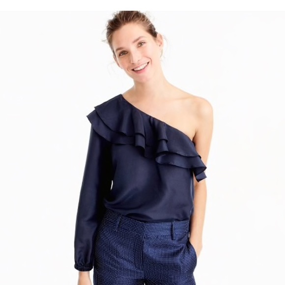 J. Crew One Shoulder Silk Shantung Top - Picture 2 of 7